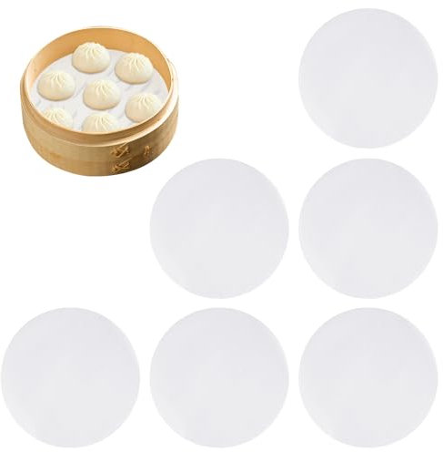 XMNIVATE 6 Pieces Steamer Mat, Bamboo Steamer Paper, Silicone Mat, Silicone Steamer, Steamer Paper, Silicone Sheet for Cooking, Silicone Cooking Mat, Cooking Liner Reusable, Silicone Rice Cooker Mesh Mat