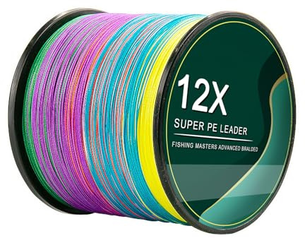 L SERVER Tresse Peche 500m/1000m 12 Tresses Anti-Morsure Pêche Ligne PE Leurre Ligne Mer Fil de Pêche 12.6-81kg, Coloré (500m), 1.5 (0.20mm/17.7kg)