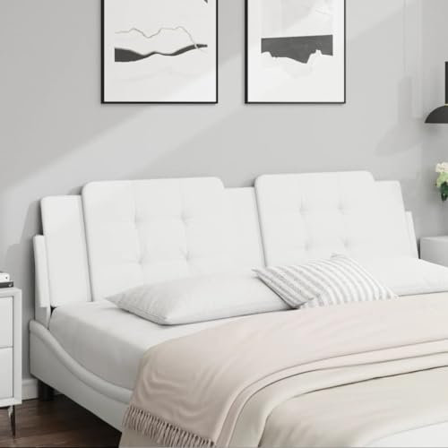 Homgoday Kopfteil-Kissen Bett Kopfkissen Kopfteilpolster Kopfpolster Rückenkissen Wandkissen Bettkopfteil Rückenlehne für Bett Schlafzimme Weiß 180 cm Kunstleder