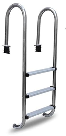 BOTOWI Échelle de Piscine pour piscines creusées, Marche de Piscine creusée 304 à 3 marches en Acier Inoxydable avec pédale intégrée antidérapante, Assemblage et Escalade faciles