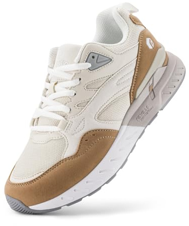 FitVille Extra Weit Laufschuhe Damen Sportschuhe Walking Schuhe Breite Turnschuhe Leichte Joggingschuhe Fitnessschuhe Bequeme Sneakers für Breite Füße,Beige,40 EU,Weit