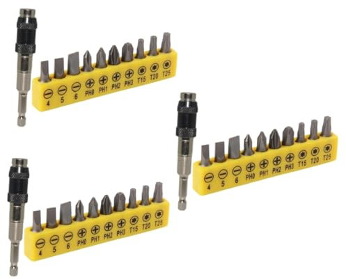 HOMSFOU 3sets Estensione Flessibile Per Bit Con Supporto Magnetico e Punte Assortite Per Lavori Di Manutenzione e Costruzione Accessorio Per Trapani e Avvitatori