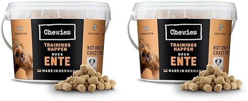 Chewies Trainingshappen Ente - Monoprotein Snack für Hunde - 300 g - getreidefrei & zuckerfrei - Softe Leckerlies fürs Hundetraining - hypoallergen (Packung mit 2)