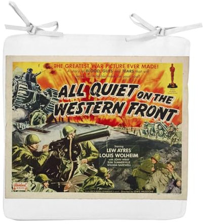 Fabulous Stuhlkissen, quadratisch, All Quiet on the Western Front, alte Filmplakat, Retro, Kinoposter – 40 cm – Stuhlkissen