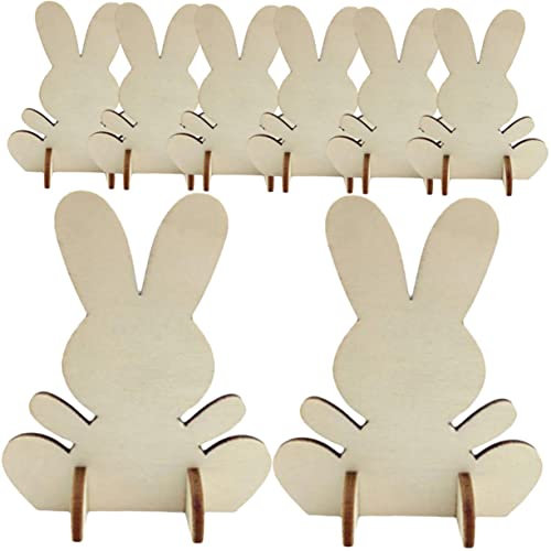NUOBESTY 8St Weißer Embryo-Kaninchen selber machen Bauernhaus Osterdeko Osterhasenausschnitte osterfiguren basteln ostern osterbasteln Hasenförmige Holzscheiben Ostern Holzchips