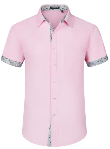 Enlision Chemises pour Hommes Habillées Manches Courtes Chemise Casual Regular Fit Chemises Formal Business Chemise
