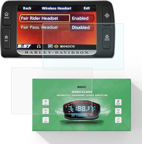Mogico Nano Glass Dashboard Screen Protector for Harley Davidson Boom Box 6.5 GT 2014-2018 Electra Street Road Glide Motorcycle Instrument Film Scratch Resistant Saver (1x Ultra Clear & 1x Anti-Glare)