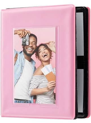 Zink Mini Album Fotografico 2x3 con 64 Tasche e Copertina Trasparente (Rosa) – Compatibile con Carta ZINK 2x3, Kodak, Polaroid, HP, Canon, Fujifilm