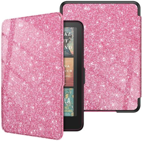 Fintie Hülle für 7 Kindle Paperwhite(12. Generation)/Kindle Colorsoft | Paperwhite Signature Edition 2026, Leichte Case, Magnetverschluss, Auto Sleep/Wake, Glitzer Rosa