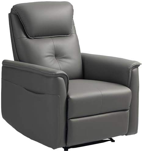 HOMCOM Relaxsessel, Fernsehsessel mit Liegefunktion, Taschenfederkern, gepolstert TV-Sessel mit Fußstütze, Seitentasche, Mikrofaser für Wohnzimmer, Schlafzimmer, Hellgrau