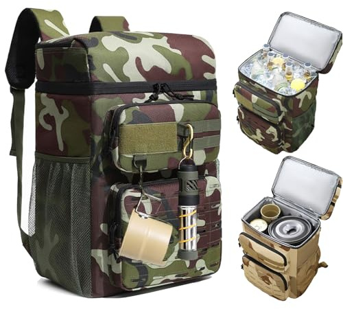 23L Rucksack mit Kühlfach,Kühlrucksack Groß,Thermo Rucksack,Lunch Rucksack Herren,Rucksack zum Einkaufen,Cooler Backpack für Picknick,Camping,Reisen (Tarnung)