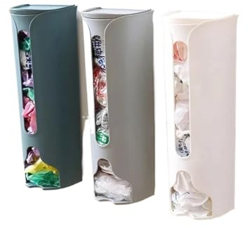 Boîte de rangement de sacs poubelles muraux, support de sac en plastique de cuisine, organisateur de sacs poubelles de salle de bains, distributeur d'accessoires de cuisine 24cm(Gray Small)