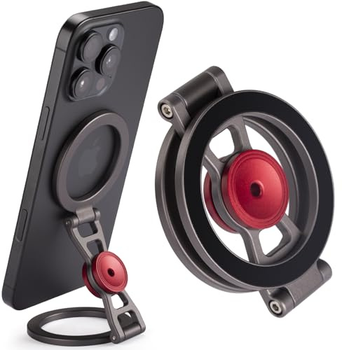 Magnetic Phone Stand with Fidget Spinner | Double Side Holder Ring for iPhone 13/14/15/16/17 and Magsafe Case | Stress Relief Toy | Portable Desk & Gym Accessory for Home Office Travel | Aluminum alloy build, strong dual magnet ring, 360° adjustable, stress relief fidget toy, for home office travel gym