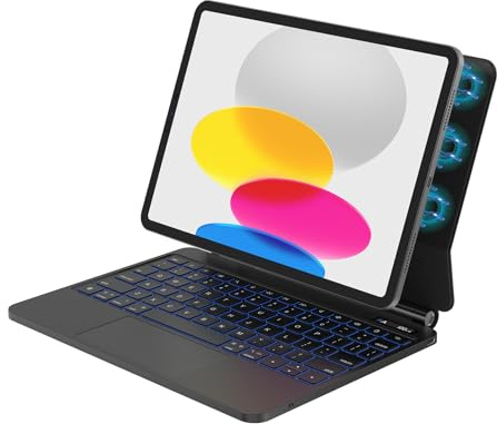 GOKOCO Magnetic Keyboard Case for 2025 iPad 11th Gen A16 &2024 10th Gen 10.9inch,Tablet Keyboard Cover for A16 11″,Multi-Touch Trackpad&Power visualization with Shortcut key QWERTY UK Layout-Black