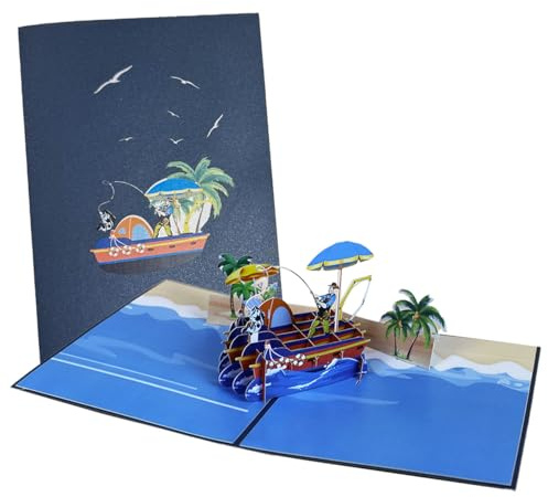 Auriselle 3D Pop-Up Reise-Ruhestandskarte Segeln Angeln - Folding Cards Ein unvergessliches Geschenk wohlverdienten Ruhestand Entdecke die Freude Reise mit unserem kunstvollen Papierwunder