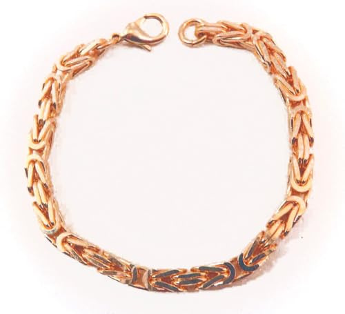 Tendenzalia Bizantiner Königsarmband quadratisch original italienische Kette 18kt Roségold doublé 5mm breit Länge 17cm