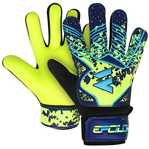EPCILON Primium Grip Torwarthandschuhe Kinder Fußballhandschuhe Jungen Mädchen Junior Erwachsene Fußballtraining Torwarthandschuhe (Gelb - Blau, 3)
