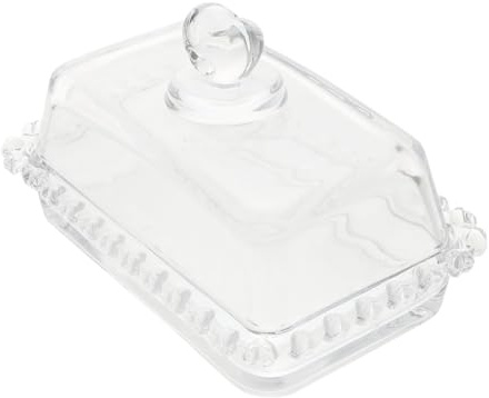 VALICLUD Mantequillera De Cristal Transparente Con Tapa, Recipiente Para Mantequilla y Queso, Plato De Vidrio Duradero Para Cocina y Picnic, Fuente Versátil Para Postres y Aperitivos