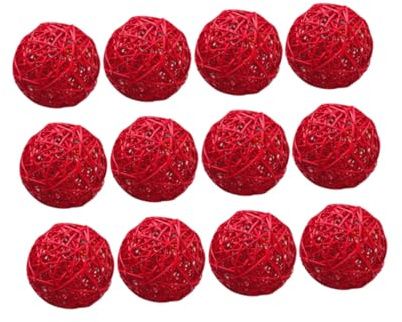 EPIGEIST Rebenkugeln 15 Stück Rot Hängende Kugeldekorationen aus Kunststoff 5cm Selbstgemacht Baumschmuck für Kindergarten und Riegel