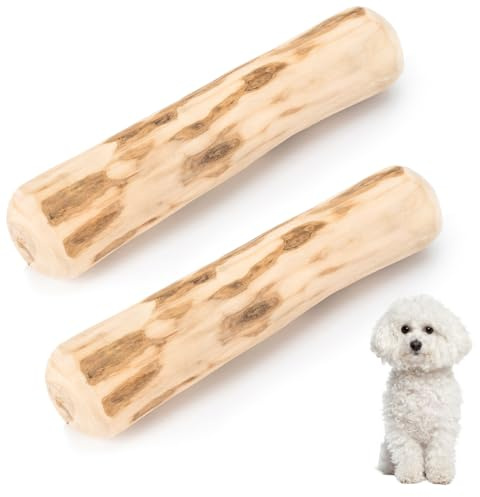 COYUN 2pcs Jouet à Mâcher en Bois d'olive pour Chien, Jouet de Dentition pour Chiot, Bâton à Mâcher Naturel, Racines à Mâcher, Os en Bois pour Chien, Bois à Mâcher pour Tous Les Chiens – S