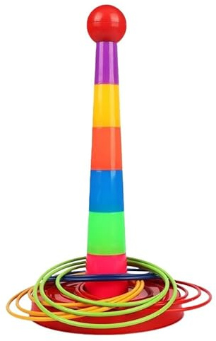 Nicear Gioco del lancio degli anelli con 18 anelli da lancio, attrezzatura per il lancio degli anelli per feste in giardino, attività in famiglia, sport scolastici