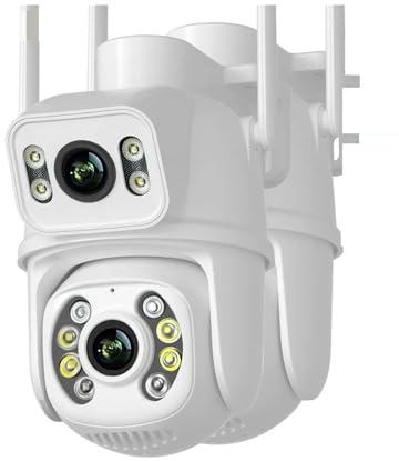 GUYSGNX Telecamere di sicurezza, Telecamera PTZ 4K 8MP Visione notturna a doppio schermo AI Auto Tracking IP for sorveglianza di sicurezza CCTV da 4MP esterna per uso esterno(8MP with 64G Card)