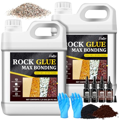 Liant à gravier avec couleur – Kit de couleur 3 en 1 (transparent, noir, marron), colle à paillage pour paysages de gravier, colle à gravier extra forte pour l'extérieur pour chemins, jardin, terrasse