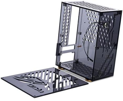 Custodia per computer portatile di piccole dimensioni Custodia in plexiglass Custodia per PC compatta Custodia per PC desktop Scheda madre Mini ITX Alimentatore FLEX Custodia per (Nera)