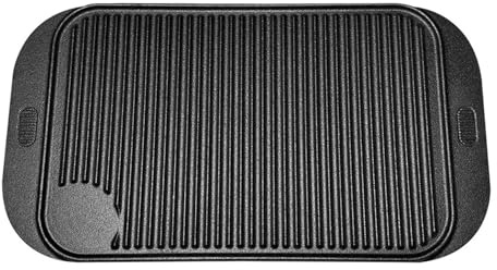 16.5X9.5 Inch Cast Iron Grill Reversible Griddle Pan Rectangular Grill Plate for Gas Stovetop Oven for Camping Roasting