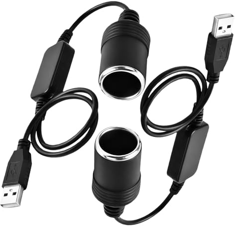 2PCS Adaptador Mechero Coche a USB, 5V USB A Macho a 12V Encendedor De Cigarrillos De Coche, Adaptador Mechero Usb Para Accesorios Fe Coche Grabadora Fe Conducción DVR GPS (2) | Allume Cigare - Adaptador USB de 35 cm para coche, para Dashcam, GPS, dispositivos de coche pequeños (2)