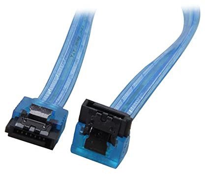 24 Pulgadas de 180 a 90 Grados 6GB / s SATA3 De Serie Datos ATA Cable con pestillo Compatible with SATA 3.0 SATAIII 6 Gbps HDD Disco Duro Disco SSD - UV Azul