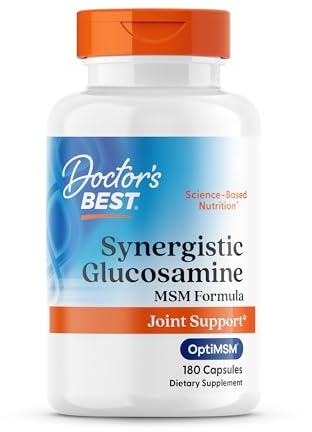 Doctors Best Synergistic Glucosamine MSM Formula, Joint Support, Non-GMO, Gluten Free, Soy Free 180 Capsules