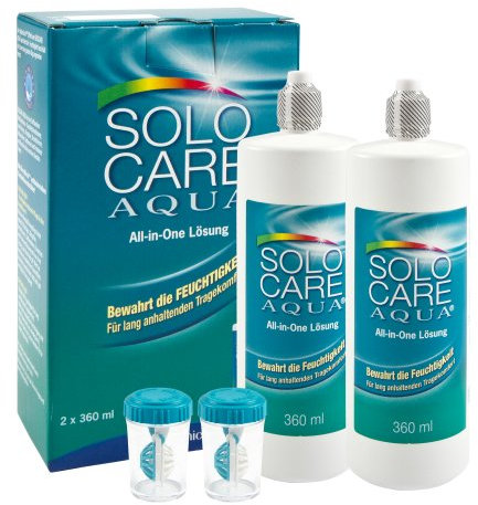 Solocare Aqua Pflegemittel für weiche Kontaktlinsen, Doppelpack, 2 x 360 ml