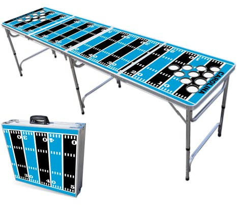8-Foot Professional Beer Pong Table w/Cup Holes - Carolina Football Field