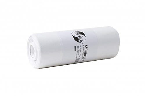 DEISS Universal Müllbeutel 60-80L - Müllsäcke in weiß - Abfallsack Größe: 63x85 cm, Stärke: 10my -Mülltüten, Müllsack, Abfallbeutel, 50 Stück/Rolle