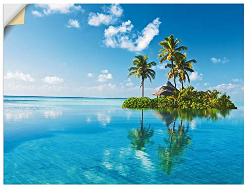 ARTLAND Wanddeko Wandtattoo selbstklebende Vinylfolie 120x90 cm Meer Karibik Insel Malediven Südsee Strand Tropisch Palmen T5MX