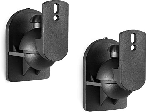 WALI Speaker Wall Mounts, Heavy Duty Bookshelf Speaker Wall Brackets with Tilt Swivel, Surround Sound Speaker Shelf Wall Mounts, Hold up to 3.5 kg, 1 Pair, Black (SWM202)