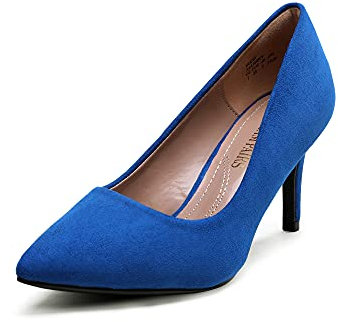 DREAM PAIRS Women's Slip On Low Mid Heels Pointed Closed-Toe Dress Court Shoes KUCCI,Size 5.5,Royal/Blue,KUCCI