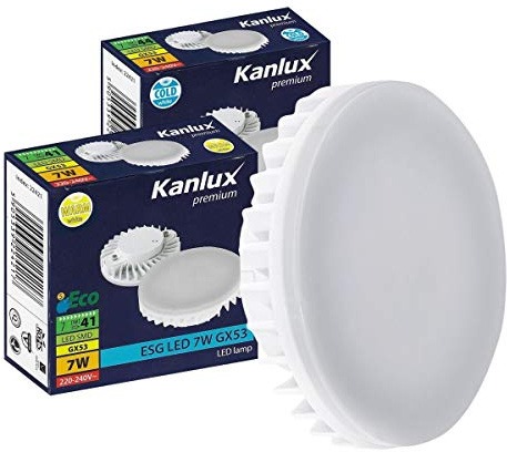 KANLUX 4-Pack GX53 LED Bulb - 7W / 530LM 50W Incandescent Replacement, Daylight White 6000K, Non-Dimmable, 220-240V [Energy Class A+] (Cool White 6000k)