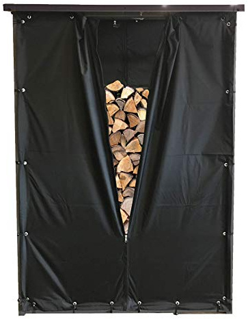 QUICK STAR Wetterschutz Set Front- & Rückwand für Kaminholzregal 130 x 185 cm, Polyester Schwarz