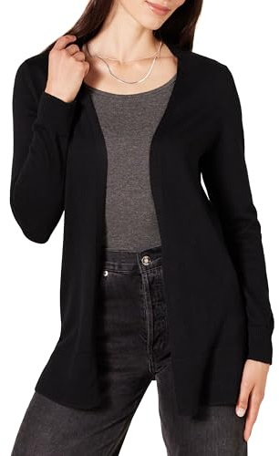 Amazon Essentials Cardigan Léger Ouvert à l’Avant (Grande Taille Disponible) Femme, Noir, 4XL Grande taille