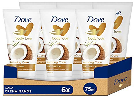 Dove Coconut Oil and Almond Milk Hand Cream, 6 Pack (75ml x 6)