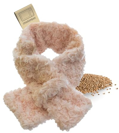 Habibi Plush Premium – 1716 Neck Warmer/Schal creme mit Schlaufe und herausnehmbarem Körnerkissen - zum Erwärmen in der Mikrowelle/Backofen