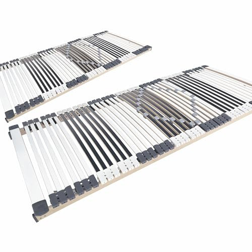 Matratzen Perfekt 7-Zonen Lattenrost 90x190 cm orthopädisch Fertig montiert 2er Set – Kopf- und Fußteil starr Lattenrahmen mit Härte-Regulierung Kautschukaufhängungen und 44 Leisten