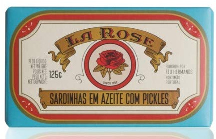 La Rose - Sardinas en aceite de oliva y Pickles - Producto gourmet de Portugal - Paquete de 5 x 120 gr