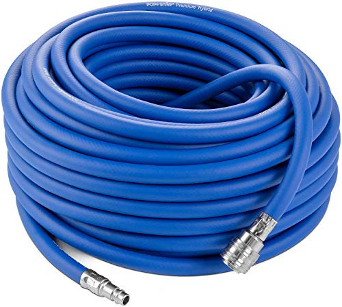 Poppstar Compressed air line Hose 30 m (Hybrid PVC Polymer, Euro Standard Quick couplings, up to 300 PSI), Compressor 3/8 air Hose, Blue