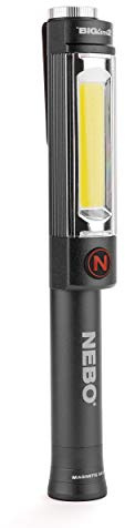 NEBO Big Larry 2 Work Light | 500 Lumens, 4 Light Modes, Magnetic LED Flashlight & Portable COB Task Lamp, Battery Powered, Pocket Clip, Water Resistant, Includes 3x AA Batteries — Storm Gray