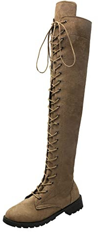 Yowablo Stiefel Frauen Schnee Große Größe Über Knie Schuhe Lange Röhre (37,Gelb)