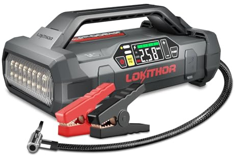 LOKITHOR JA300 Starthilfe Powerbank 1500A mit 150 PSI Luftkompressor | 150 PSI Luftkompressor & Digitaldisplay, Für Benziner bis 7,0L & Diesel bis 4,5L