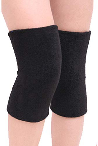 QUUPY 1 Pair Unisex Thermal Knee Support Sleeves Elastic Knee Warmers for Women Men Winter Soft Knees Pads for Running Hiking Cycling